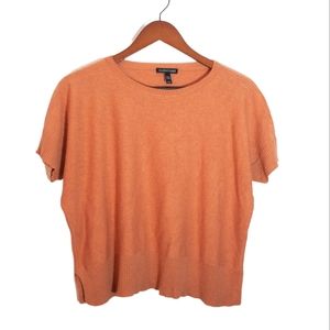 Eileen Fisher.  Orange wool blend short sleeved sweater style blouse